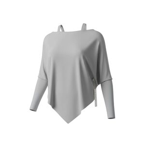 Women's Lumiere Open Shoulder Grey Knit Sweater Size L Assymetrical Poncho NWT